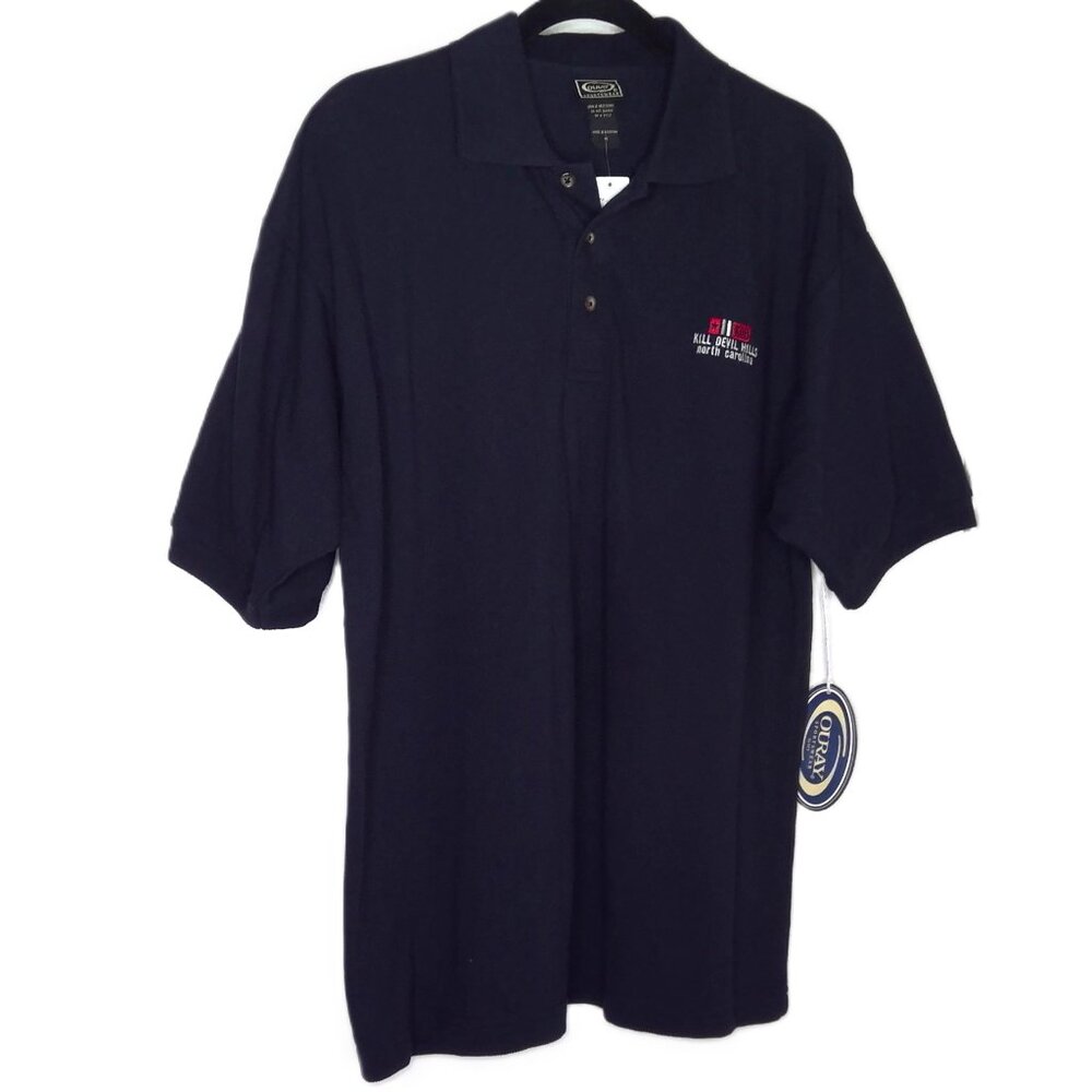 New Ouray Sportswear Men's Polo Golf Shirt KDH Kill Devil Hills Navy Blue NWT M